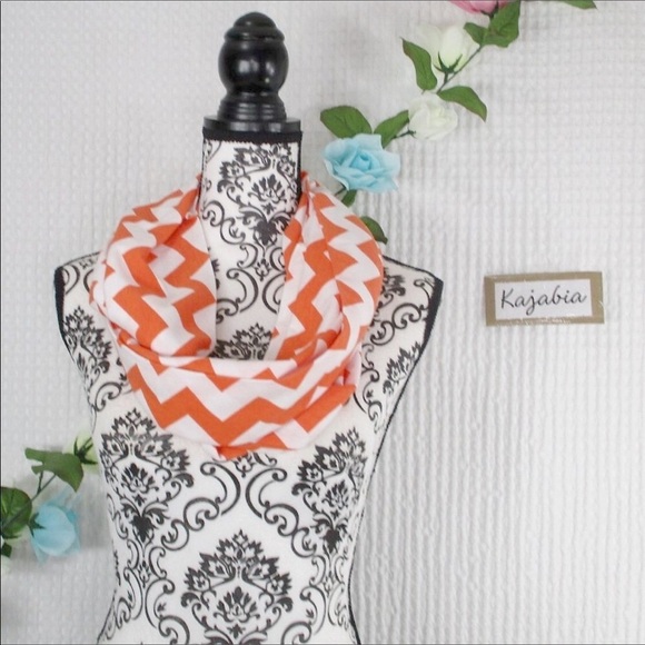 Accessories - NWOT. Orange-White Infinity Scarf